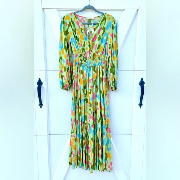 Rustty Dustty Multicolored Abstract Cheetah Print Maxi Dress - Picture 2 of 3